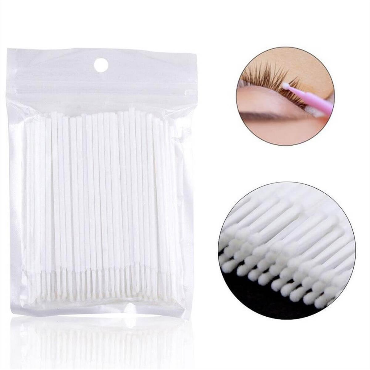 Eyelash Brush Microbrushes Extention 1.5mm Disposable White 100pcs