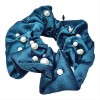 Hair scrunchie middle blue with pearls