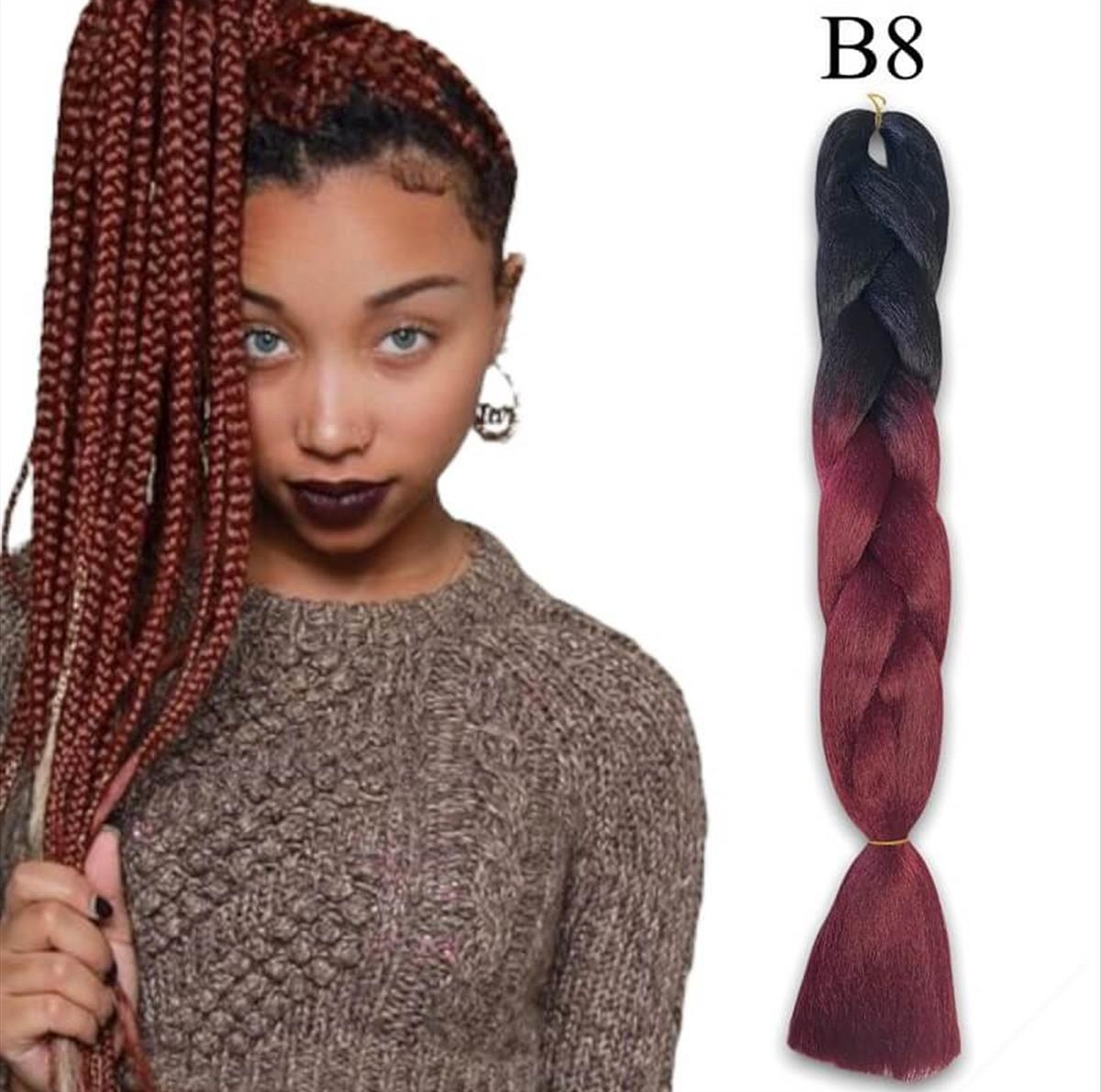 Hair Xpress  Jumbo Braid Black Ombre - Red Mahogany  B8 125cm