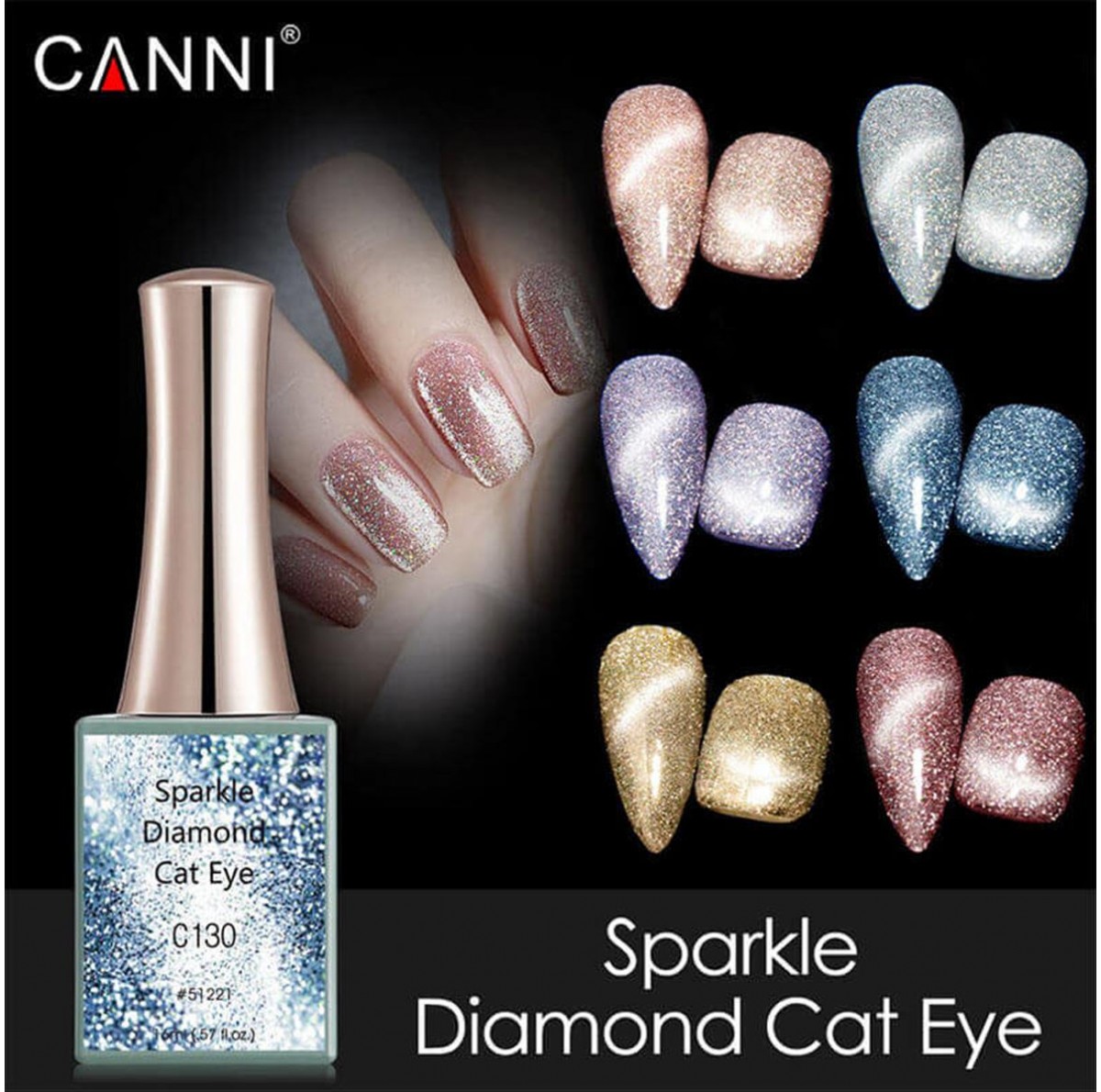 Canni Sparkle Diamond Cat's Eye Gel Polish C131 - 16ml