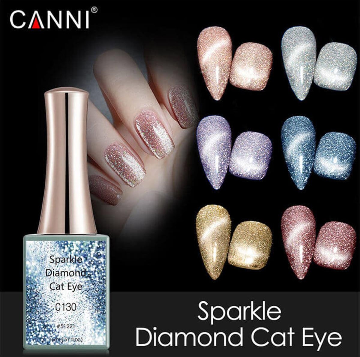 Canni Sparkle Diamond Cat's Eye Gel Polish C131 - 16ml