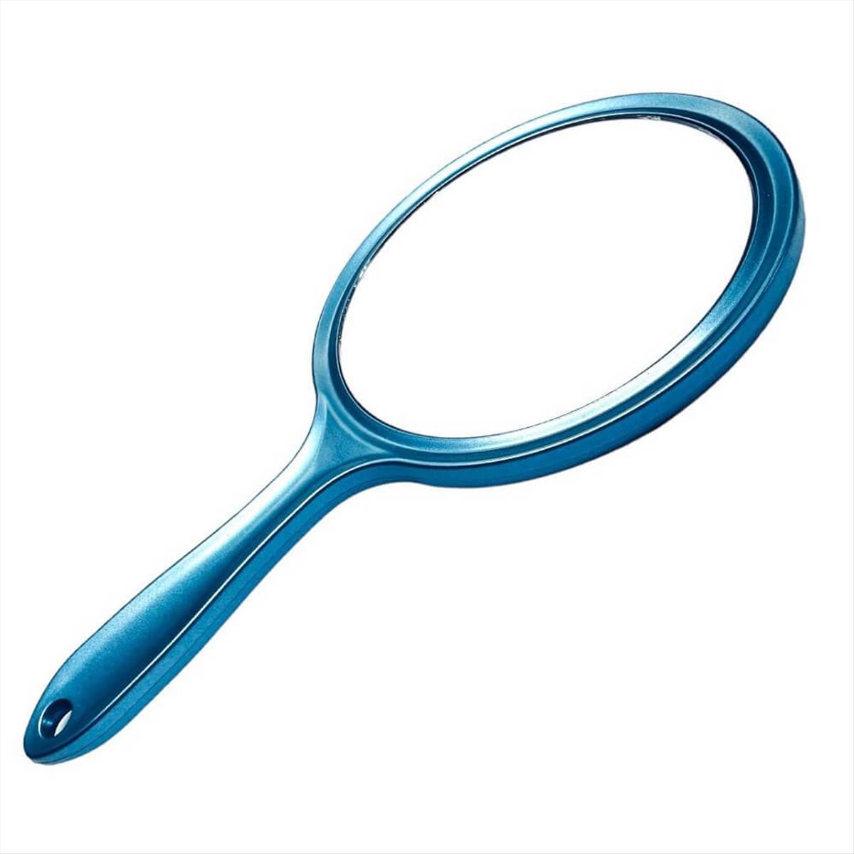 Two-Sided Round Mirror with Handle Blue