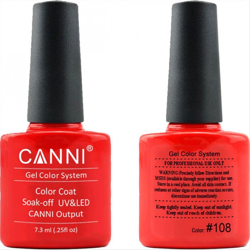 Canni Soak Off Uv/Led 108 Energetic Red - 7.3ml