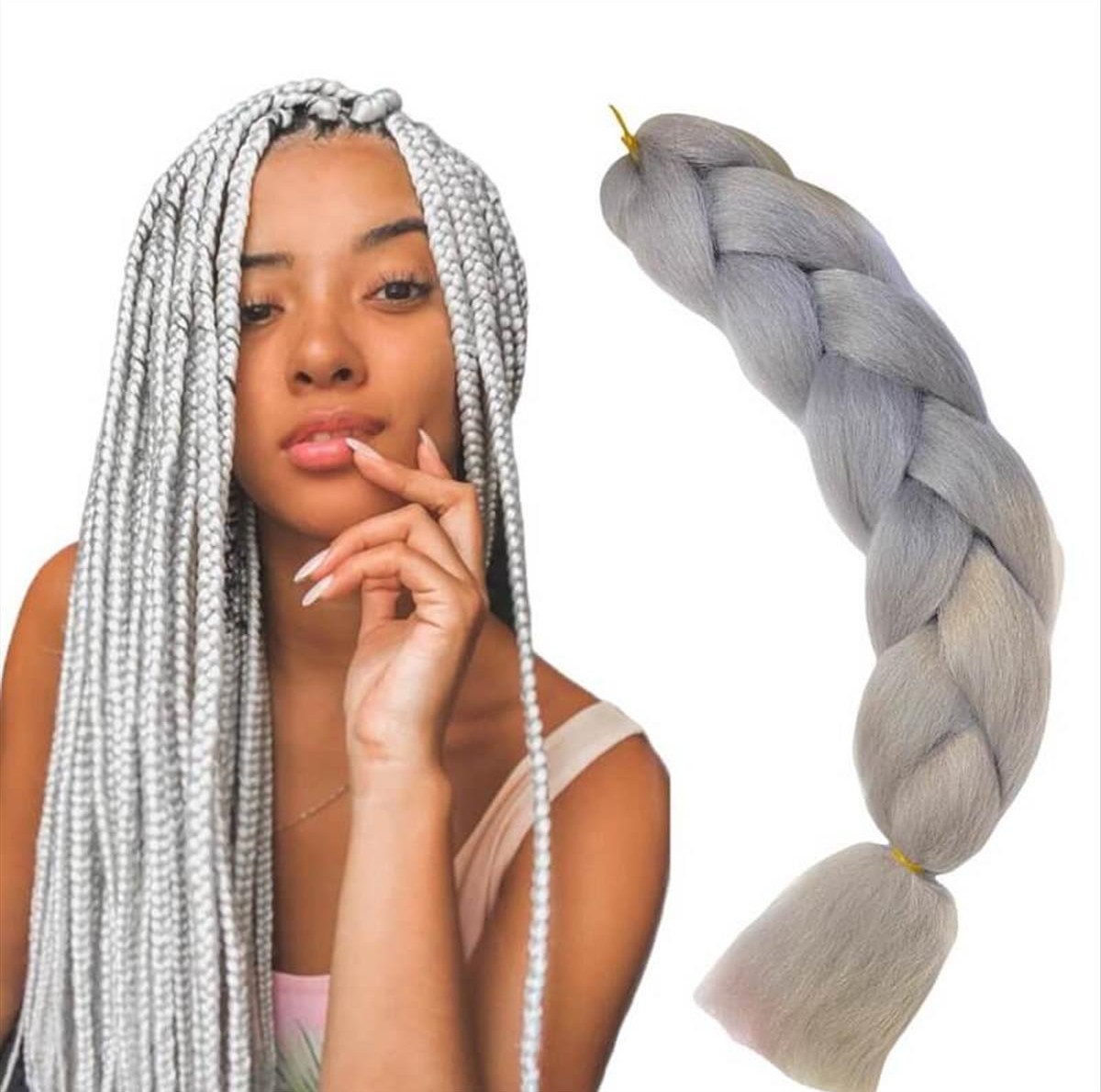 Μαλλιά για Ράστα Jumbo Braid A39 Gray 120cm