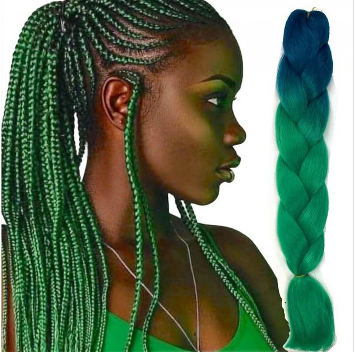 Hair Xpress Ombre Green Jumbo Braid B50 125cm