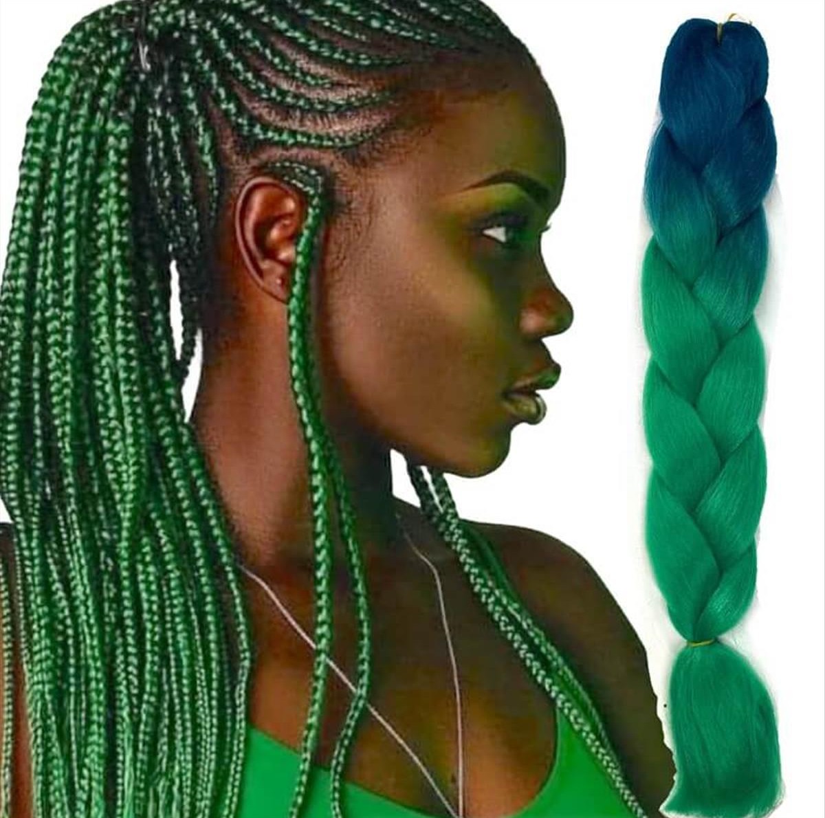 Μαλλιά για Ράστα Ombre Green Jumbo Braid B50 125cm