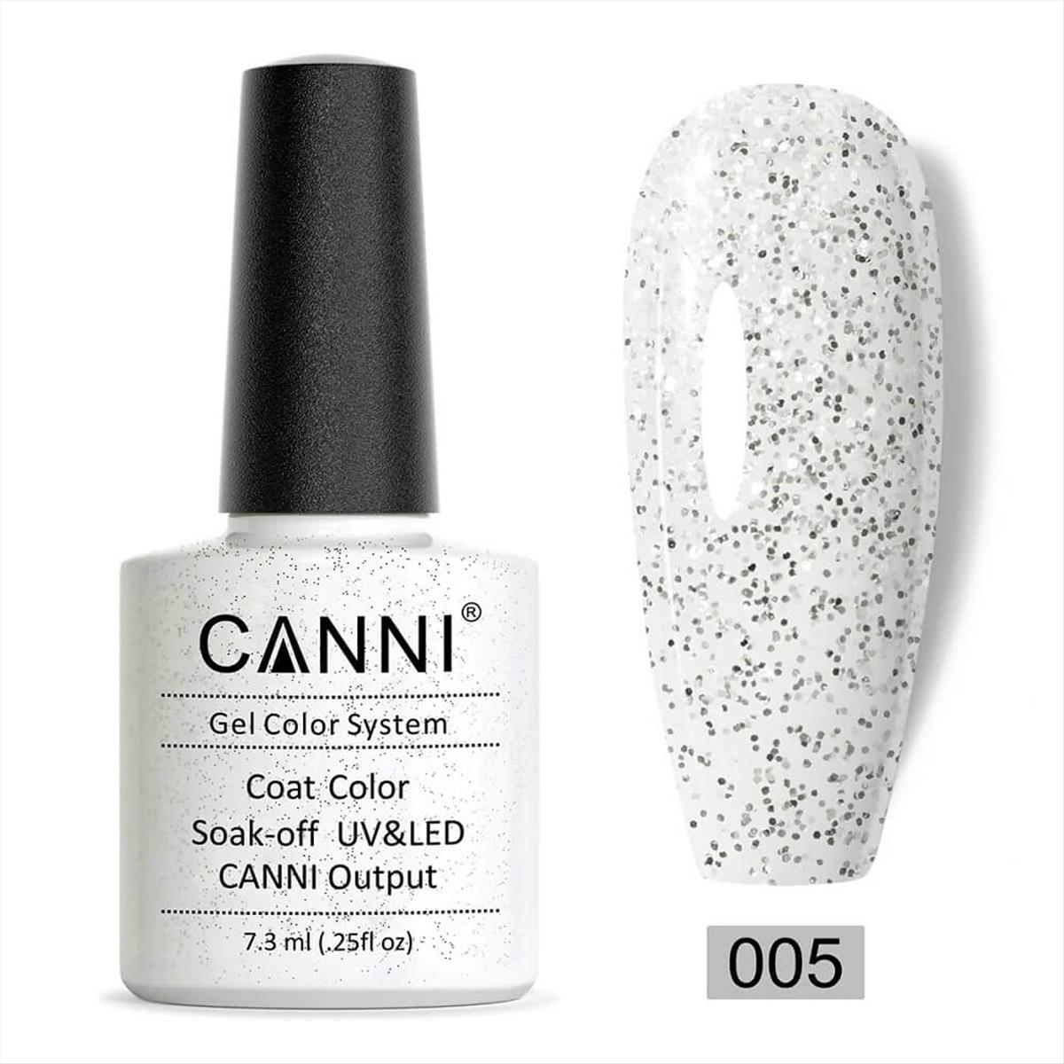 Canni Soak Off Uv/Led 005 Light Silver Sequins  - 7.3ml