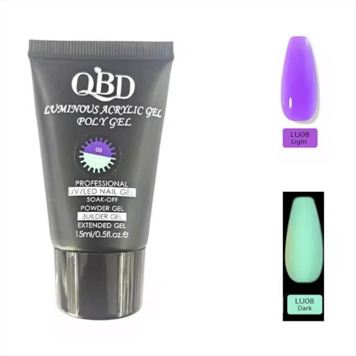 QBD Acrygel Uv/Led Luminous Poly Gel Change Color Violet 08 15ml