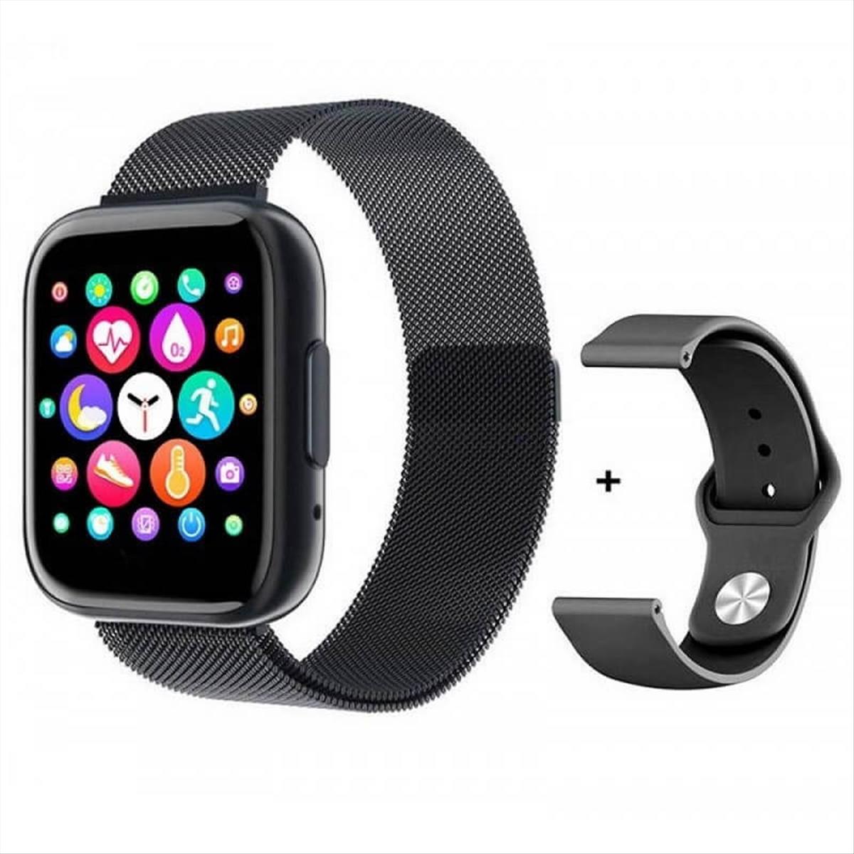 Smart Watch T99 bluetooth κλήσεις + Ανταλλακτικό Μεταλλικό Λουράκι Black OEM