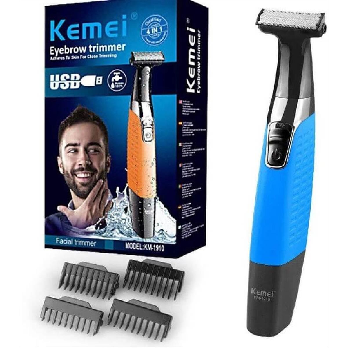 Kemei KM-1910 Waterproof Shaver - Cutting USB Machine for Eyebrows, Face & Body