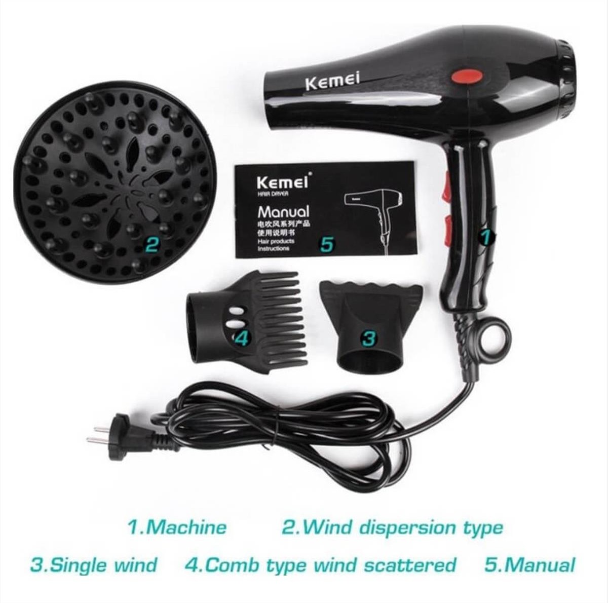 Hair dryer Kemei KM-8860 1800W