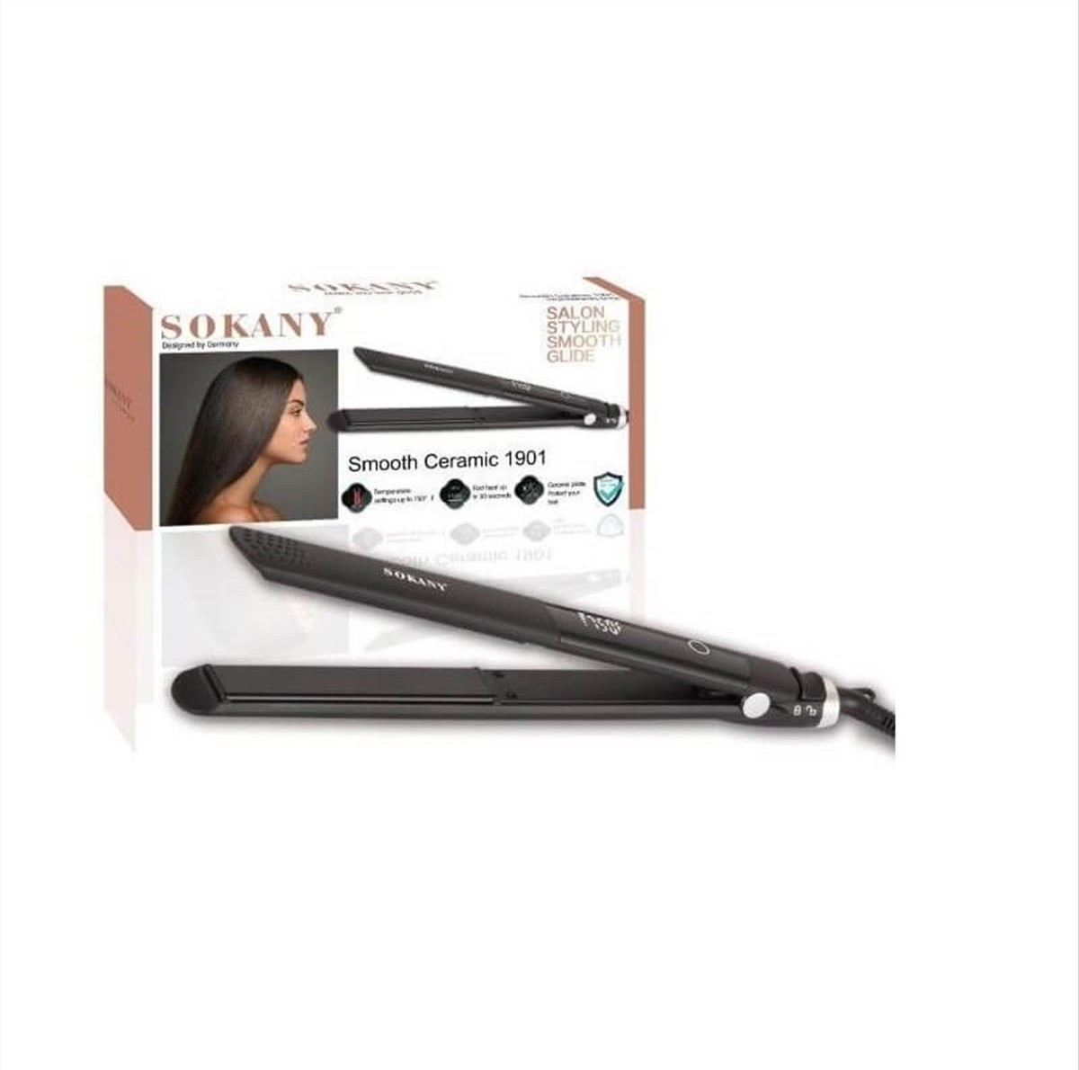 Hair Straightener Sokany Smooth Ceramic 1901 50 Watt