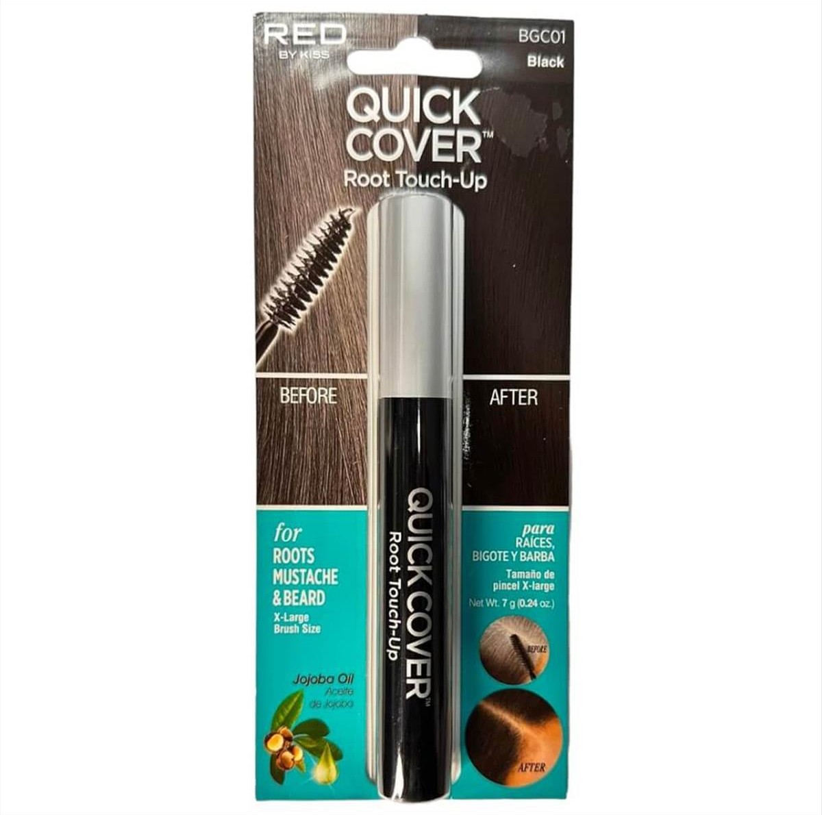 Hair Mascara Red By Kiss Quick Cover 01 Black 7g