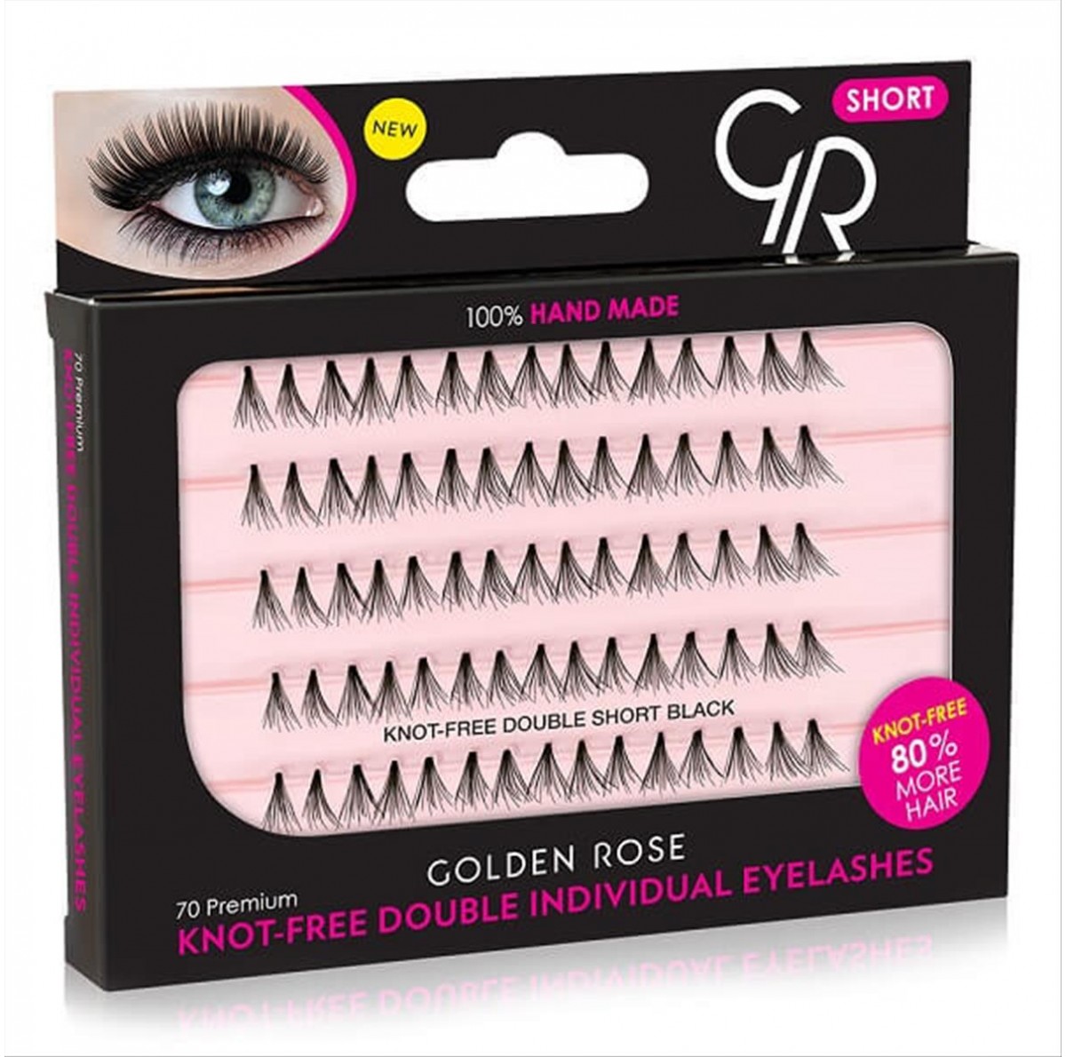 Knot Free Double Individual Eyelashes Short Golden Rose