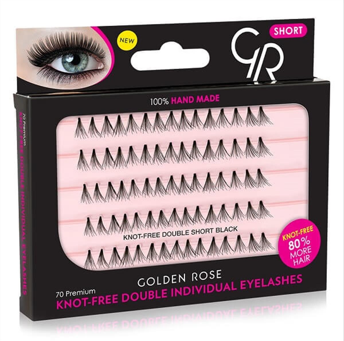 Knot Free Double Individual Eyelashes Short Golden Rose