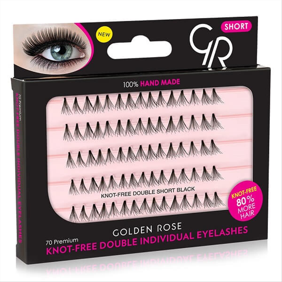 Knot Free Double Individual Eyelashes Short Golden Rose