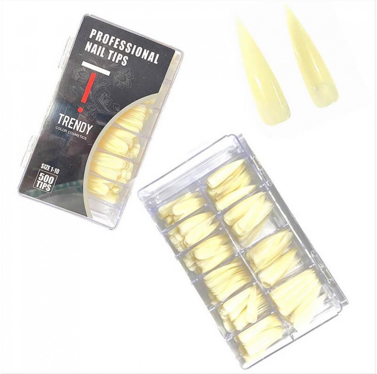 Nail Tips Natural Stilletto Long Half Cover NTS-48 500pcs