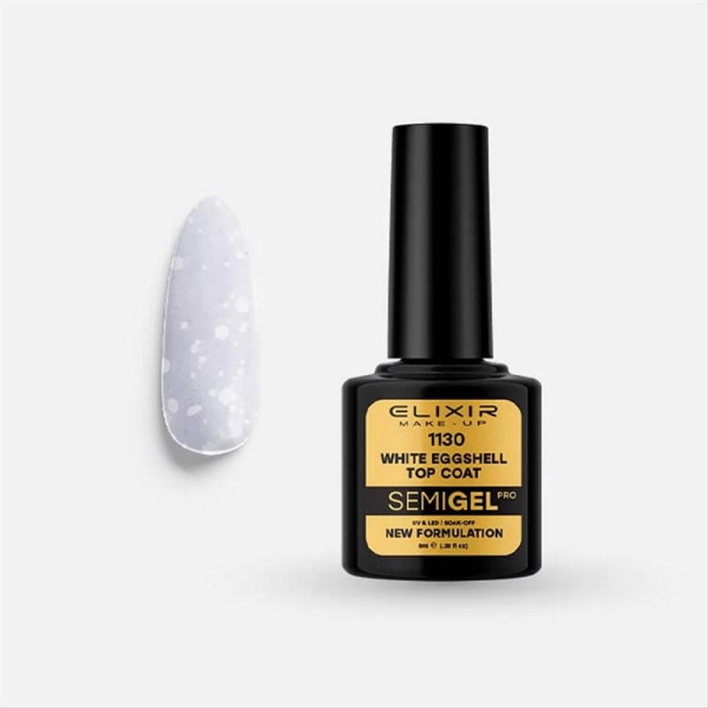 Ημιμόνιμο Βερνίκι Elixir Semi Gel Uv&Led 1130  White Eggshell Top Coat No Wipe 8ml