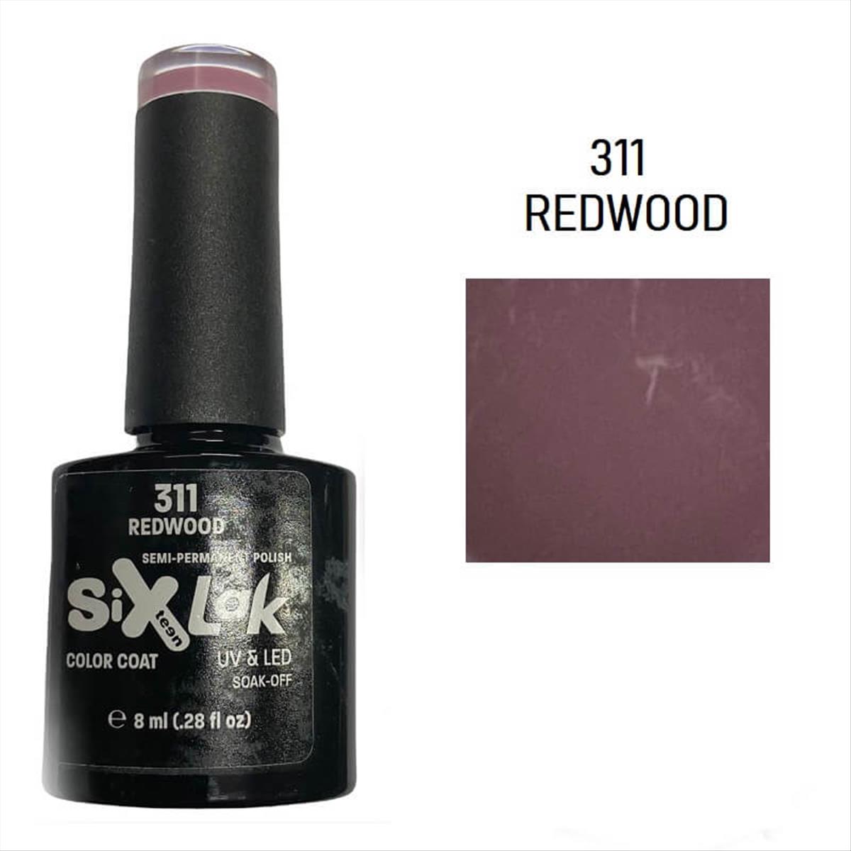 Semi-permanent Varnish SixLak Uv & Led Soak Off 311 Redwood 8ml