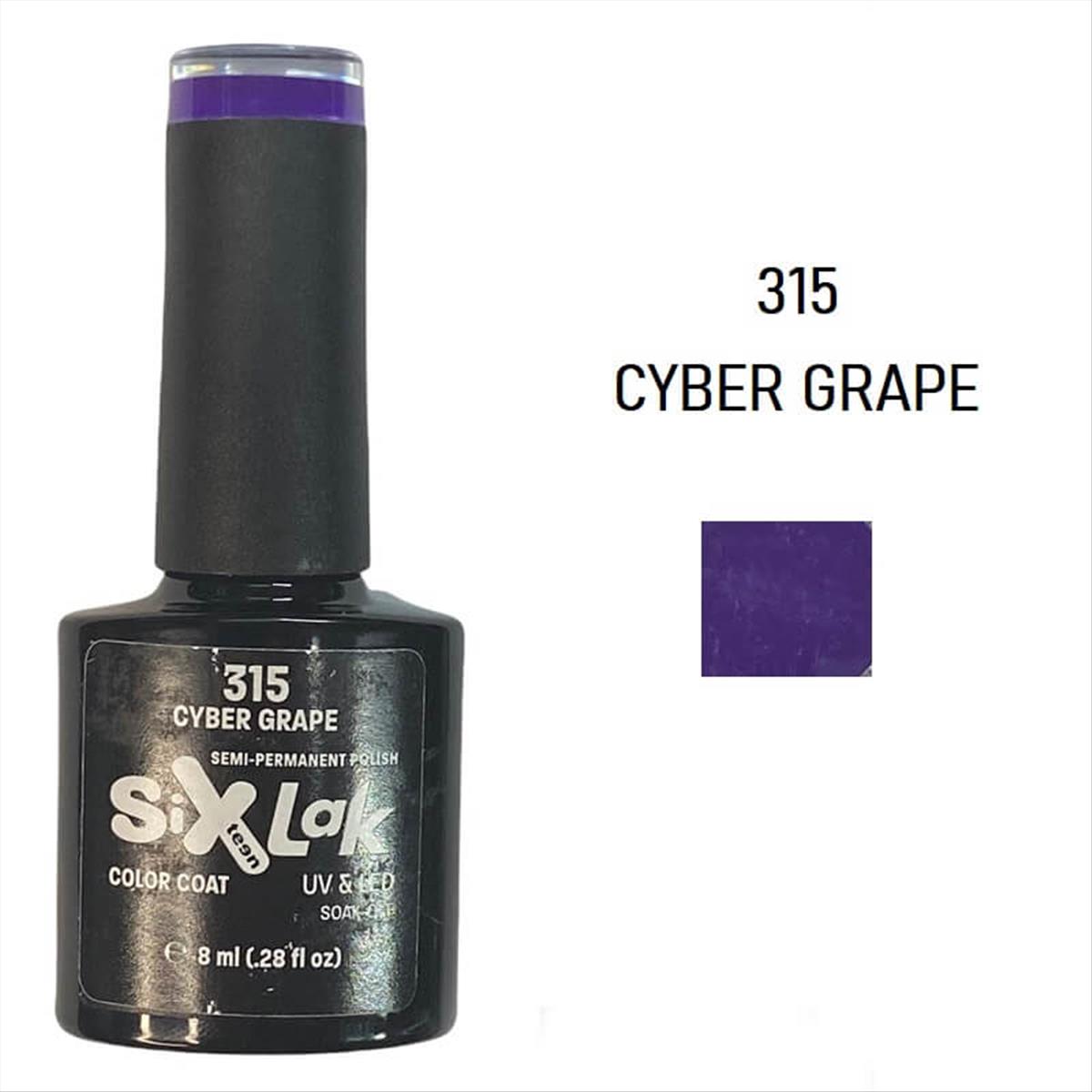 Semi-permanent Varnish SixLak Uv & Led Soak Off 315 Cyber Grape 8ml