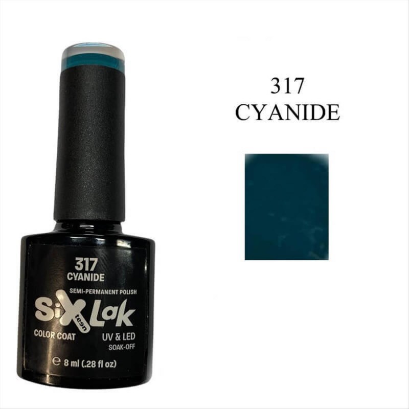 Ημιμόνιμο Βερνίκι SixLak Uv & Led Soak Off No317 Cyanide 8ml