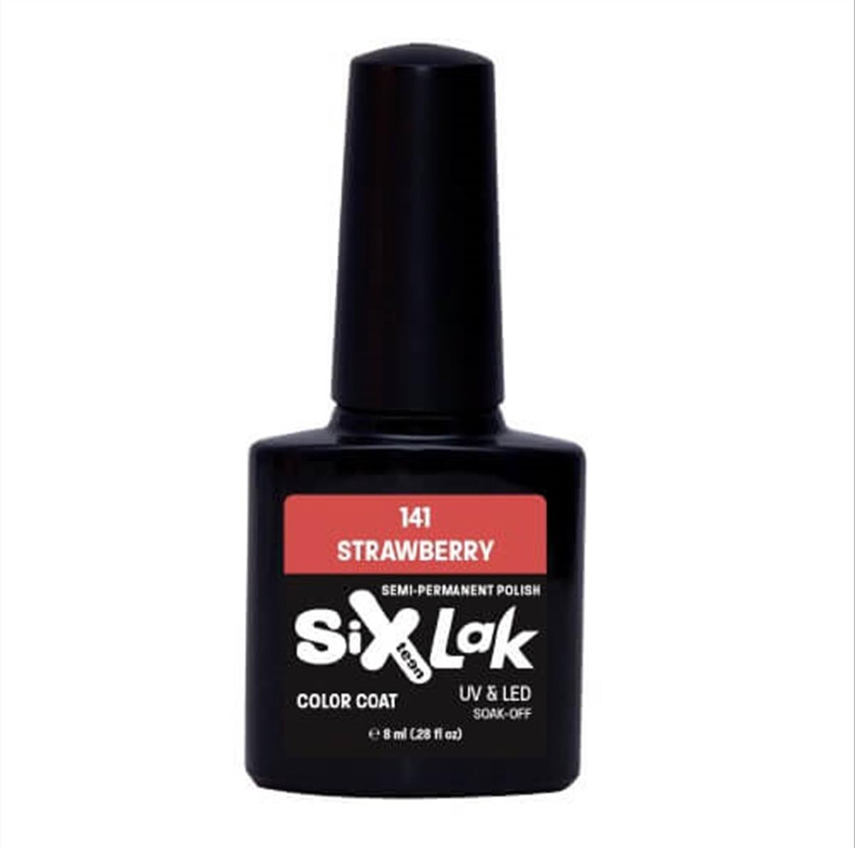 Ημιμόνιμο Βερνίκι SixLak Uv & Led Soak Off No141 Strawberry 8ml