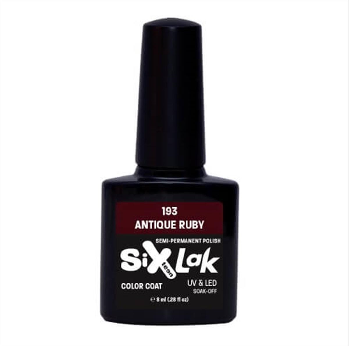 Semi-permanent Varnish SixLak Uv & Led Soak Off Antique Ruby No193-8ml