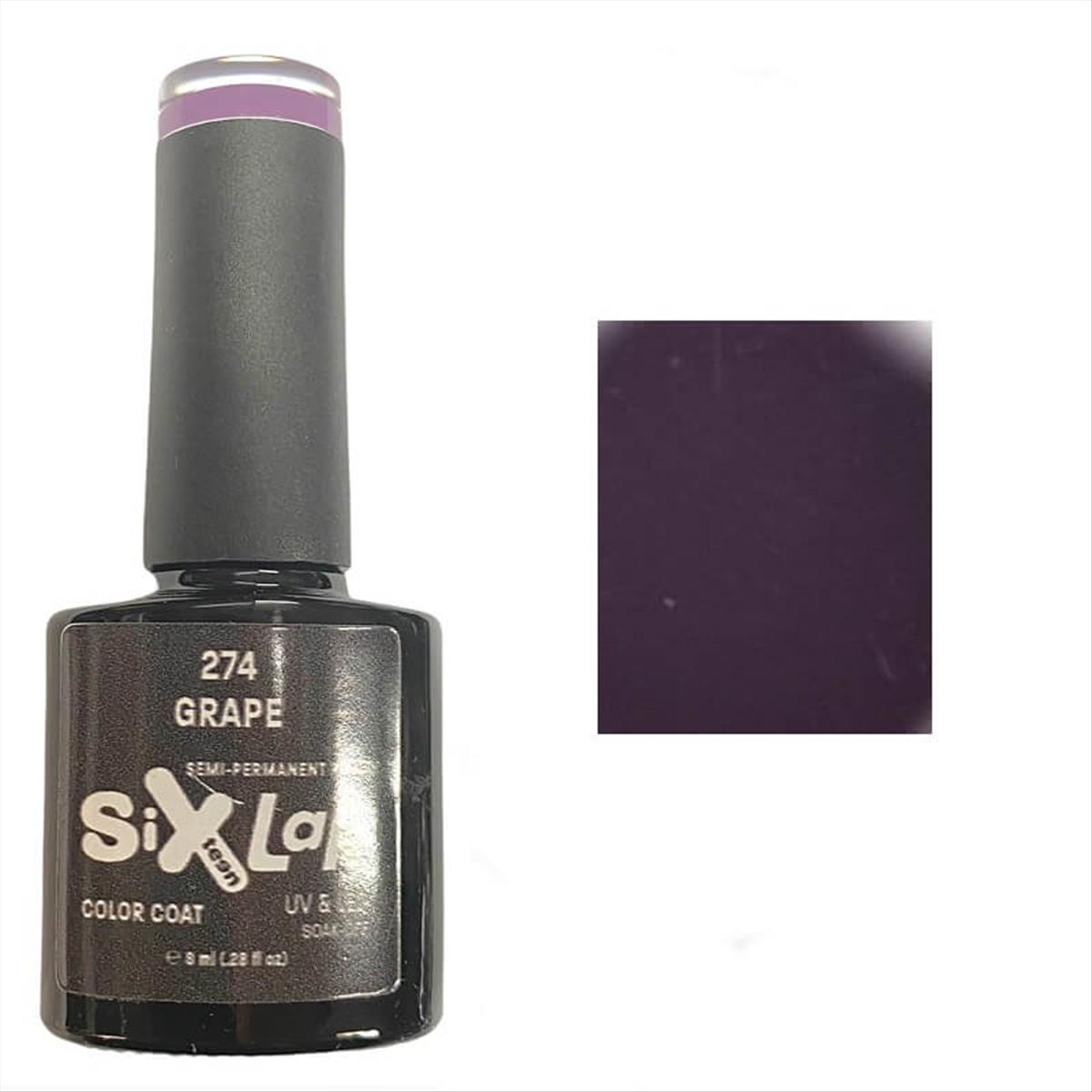 Semi-permanent Varnish SixLak Uv & Led Soak Off 274 Grape 8ml