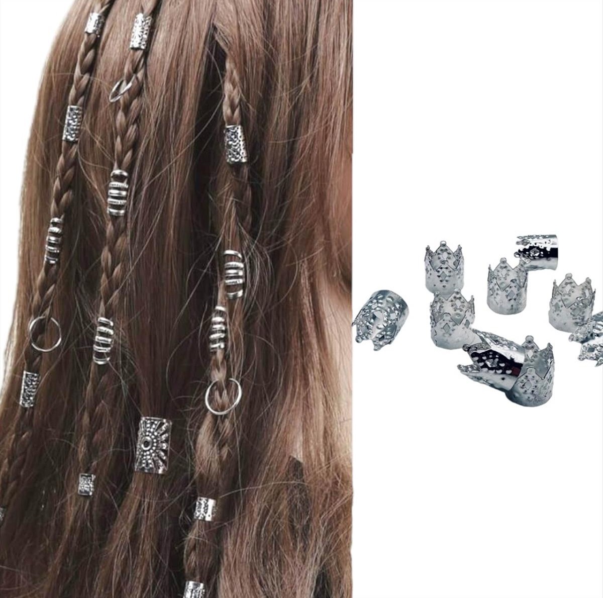 Silver Hair Decorations HA5 Silver 10pcs