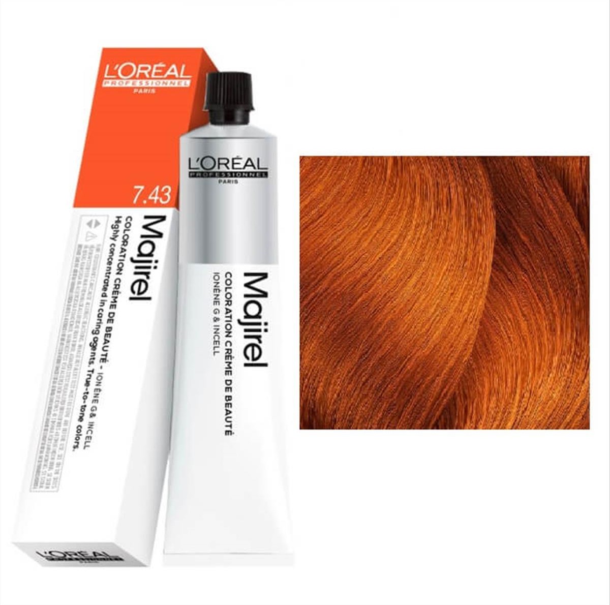 Βαφή L'Oreal Majirel 7.43 Ξανθό Χάλκινο Ντορέ 50ml
