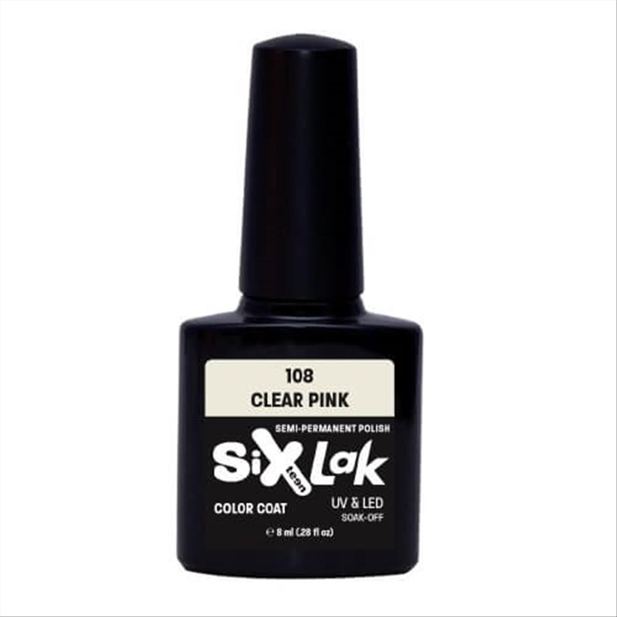 Semi-permanent Varnish SixLak Uv & Led Soak Off Clear Pink No108-8ml