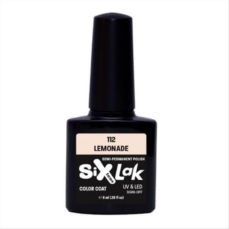 Ημιμόνιμο Βερνίκι SixLak Uv & Led Soak Off  No112 Lemonade 8ml