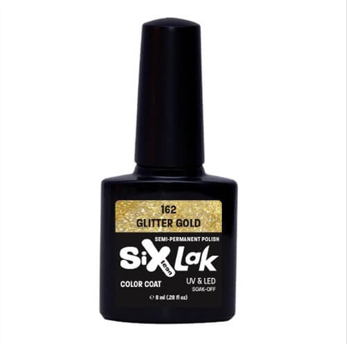 Semi-permanent Varnish SixLak Uv & Led Soak Off Glitter Gold No162-8ml