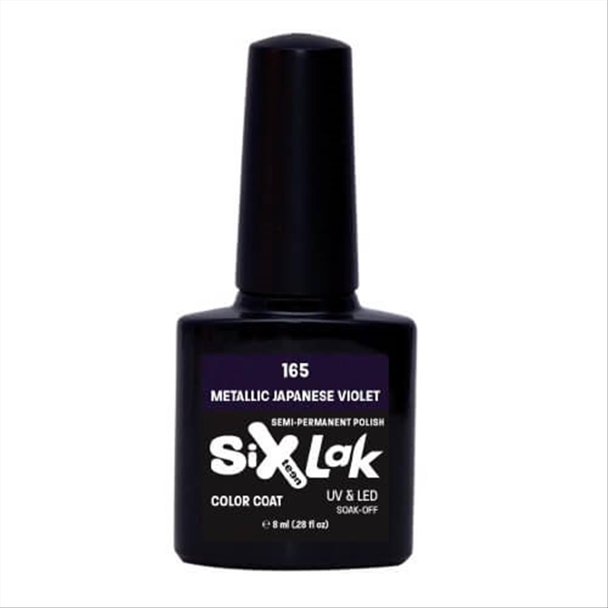 Semi-permanent Varnish SixLak Uv & Led Soak Off Metallic Japanese Violet No165-8ml