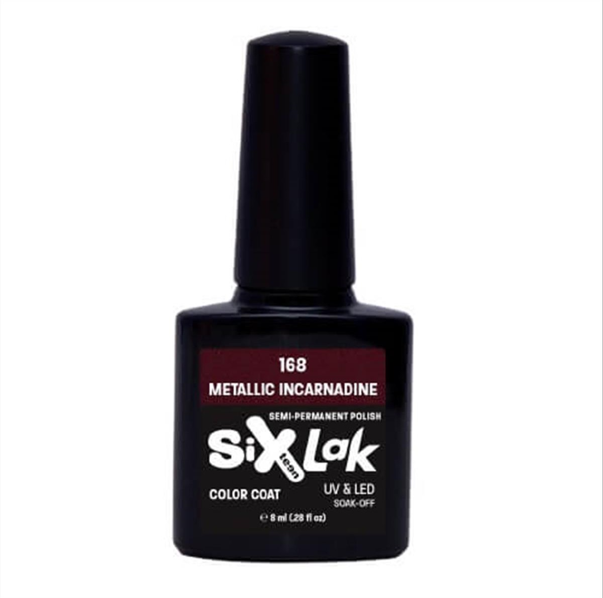 Semi-permanent Varnish SixLak Uv & Led Soak Off Metallic Incarnadine No168-8ml