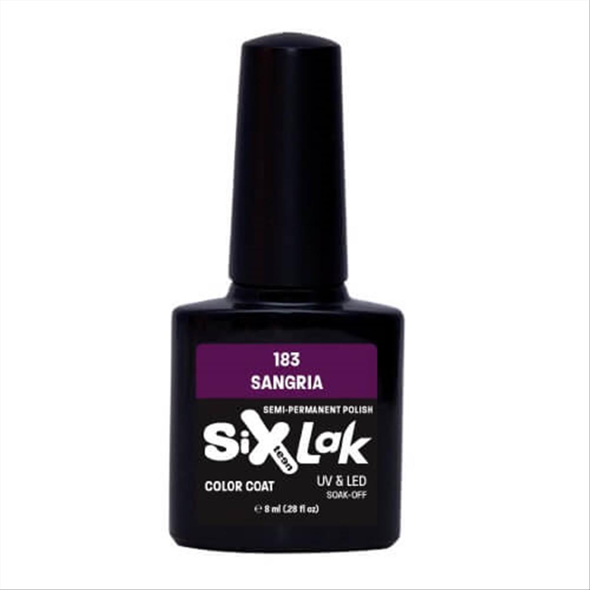 Semi-permanent Varnish SixLak Uv & Led Soak Off Sangria No183-8ml