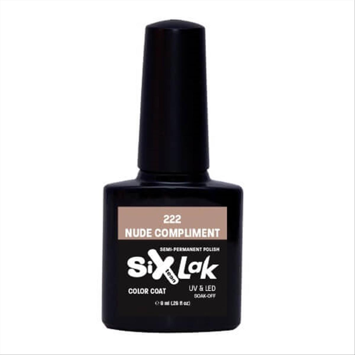 Semi-permanent Varnish SixLak Uv & Led Soak Off Nude Compliment No222-8ml