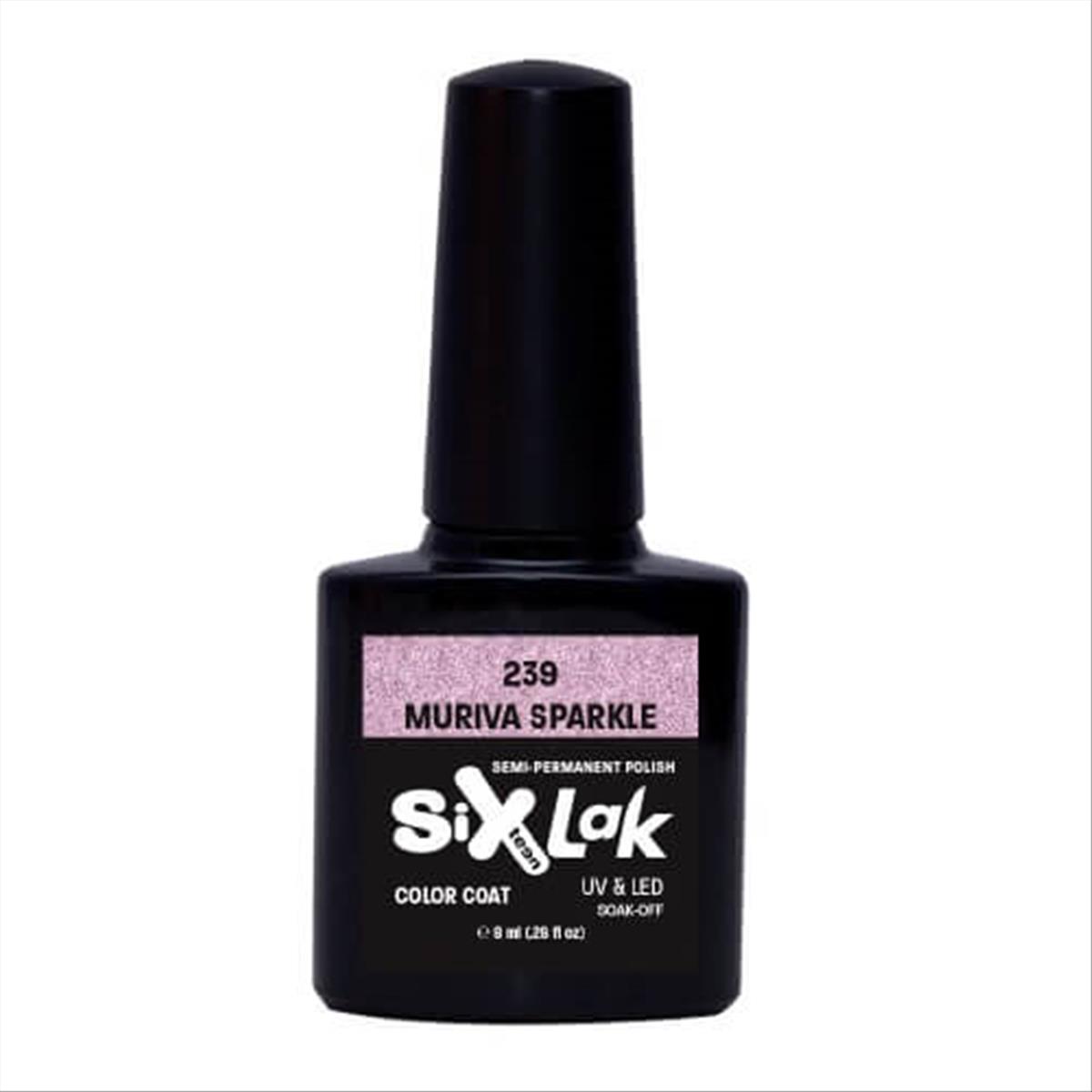 Semi-permanent Varnish SixLak Uv & Led Soak Off Muriva Sparkle No239 -8ml