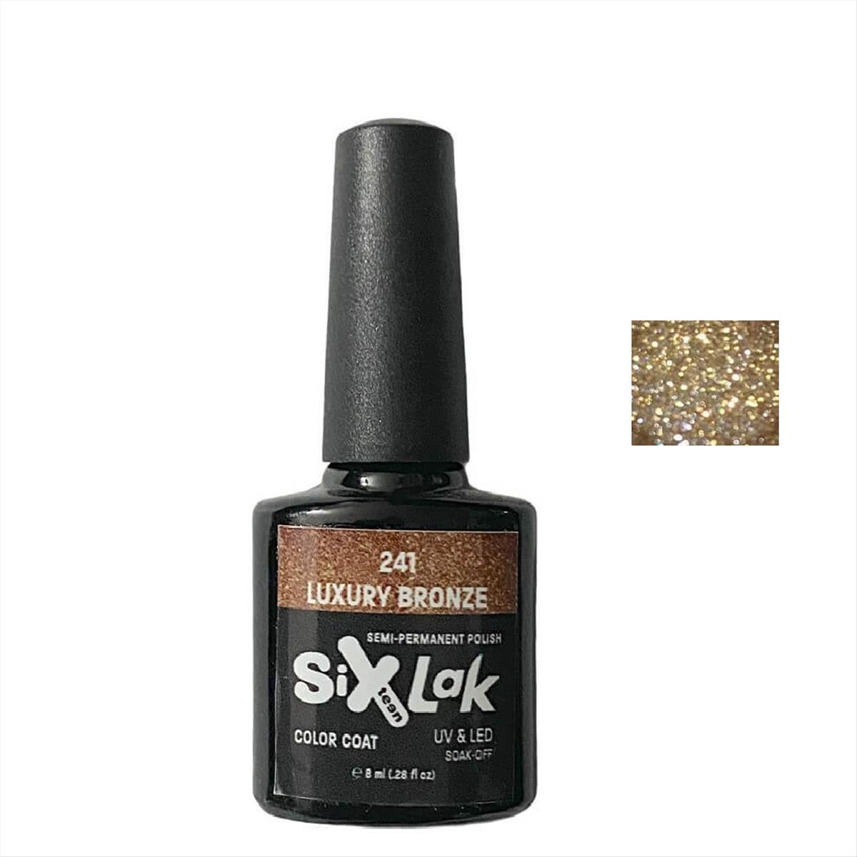 Semi-permanent Varnish SixLak Uv & Led Soak Off Luxury Bronze No241-8ml