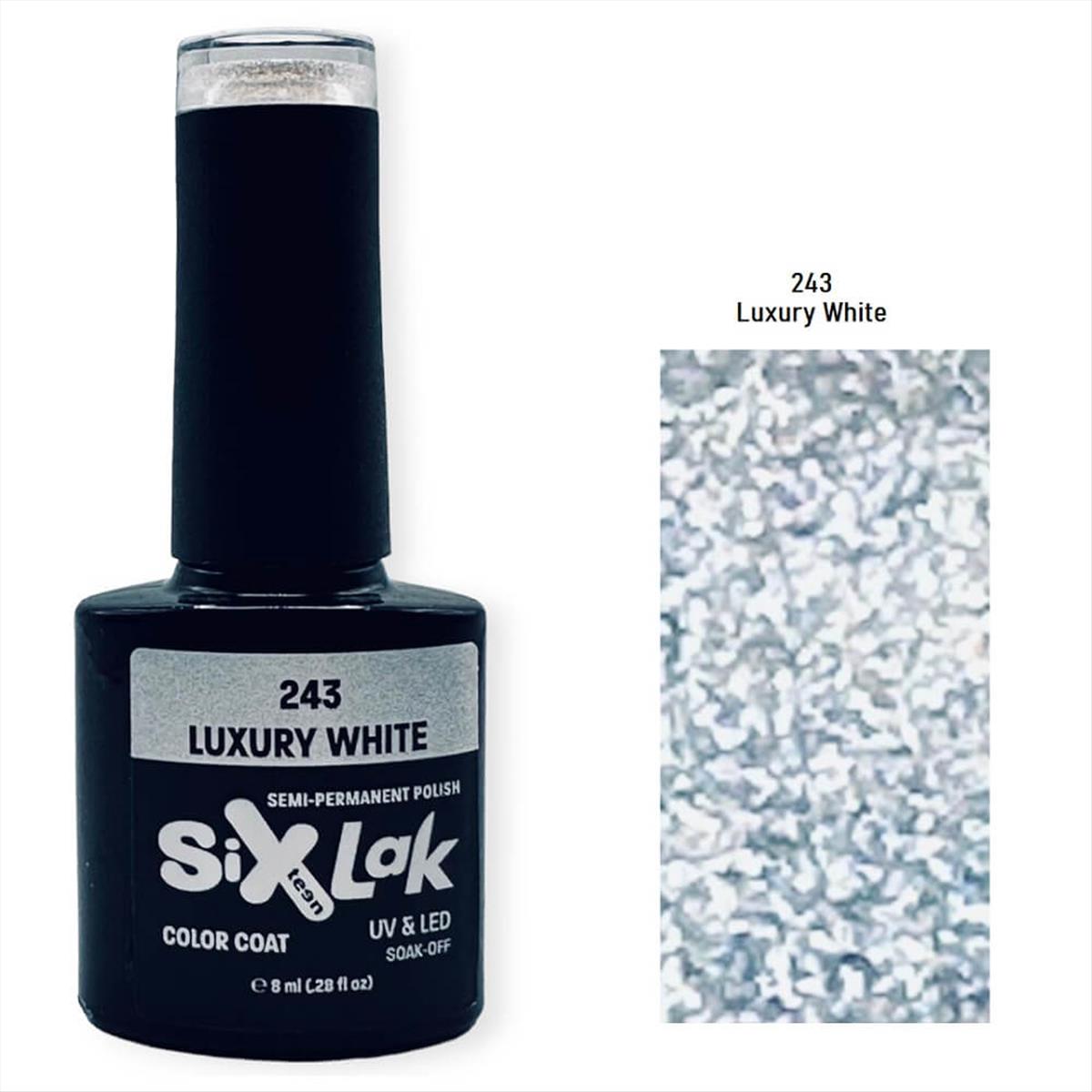 Semi-permanent Varnish SixLak Uv & Led Soak Off 243 Luxury White 8ml