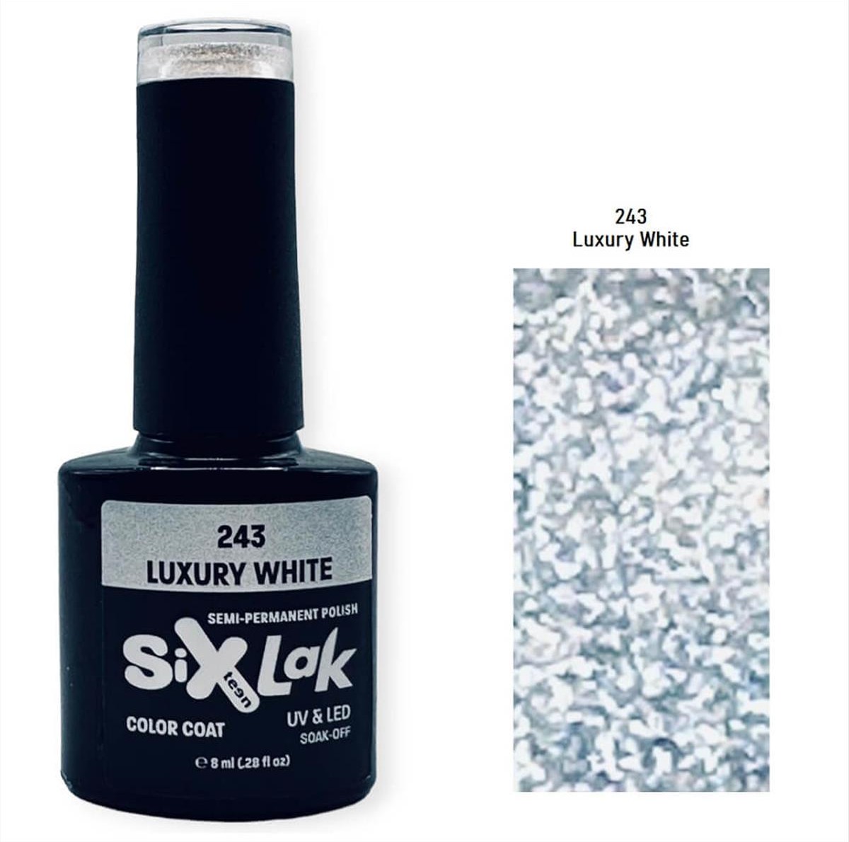 Semi-permanent Varnish SixLak Uv & Led Soak Off 243 Luxury White 8ml