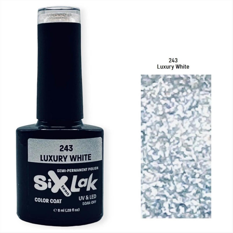 Semi-permanent Varnish SixLak Uv & Led Soak Off 243 Luxury White 8ml