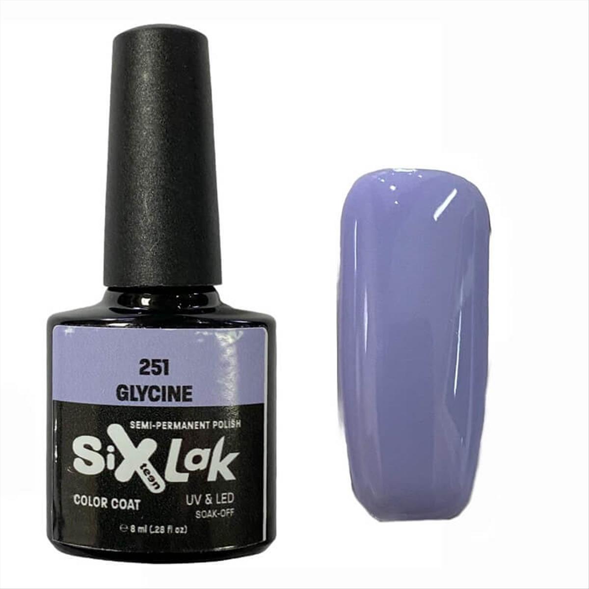 Semi-permanent Varnish SixLak Uv & Led Soak Off 251 Glycine 8ml