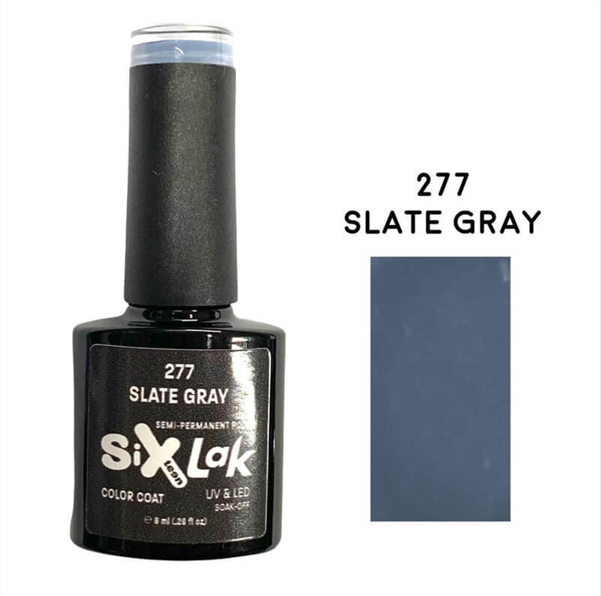 Semi-permanent Varnish SixLak Uv & Led Soak Off 277 Slate Gray 8ml