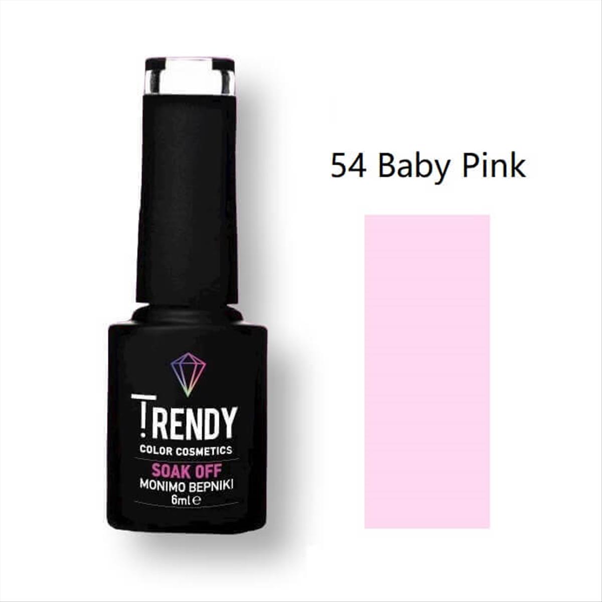 Ημιμόνιμο Βερνίκι Trendy Soak Off No54 Baby Pink 6ml