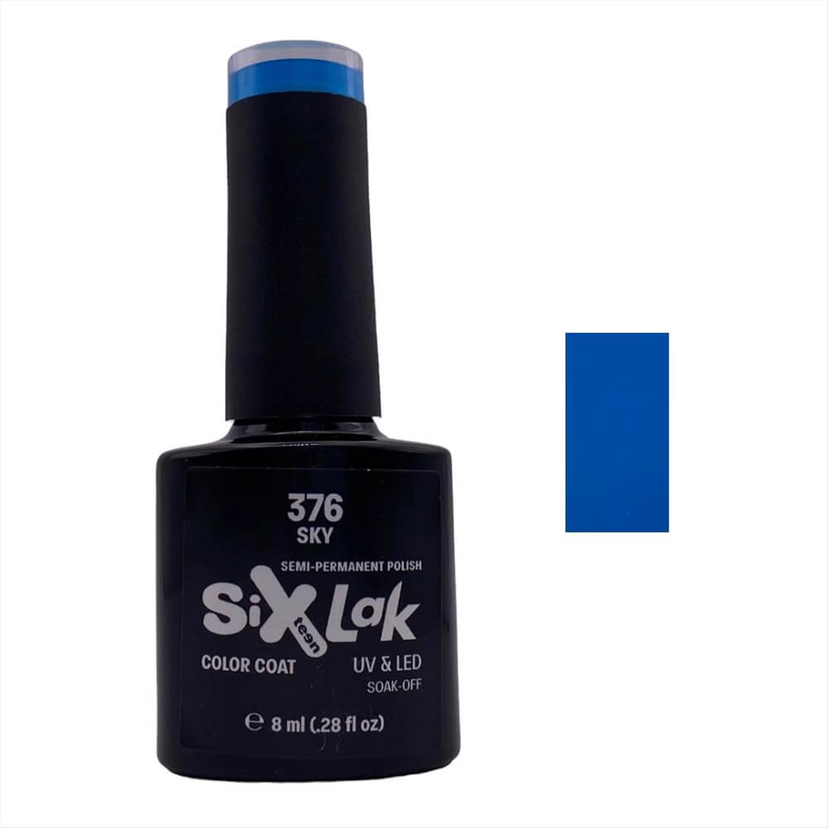 Semi-permanent Varnish SixLak Uv & Led Soak Off No376 Sky 8ml