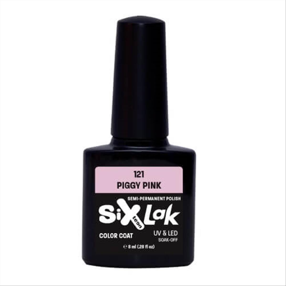 Semi-permanent Varnish SixLak Uv & Led Soak Off Piggy Pink No121-8ml