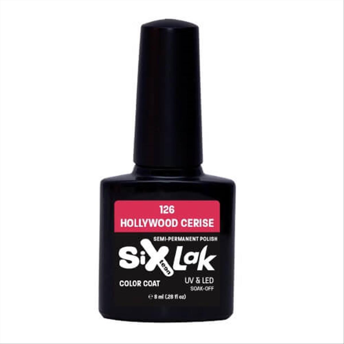 Semi-permanent Varnish SixLak Uv & Led Soak Off Hollywood Cerise No126-8ml