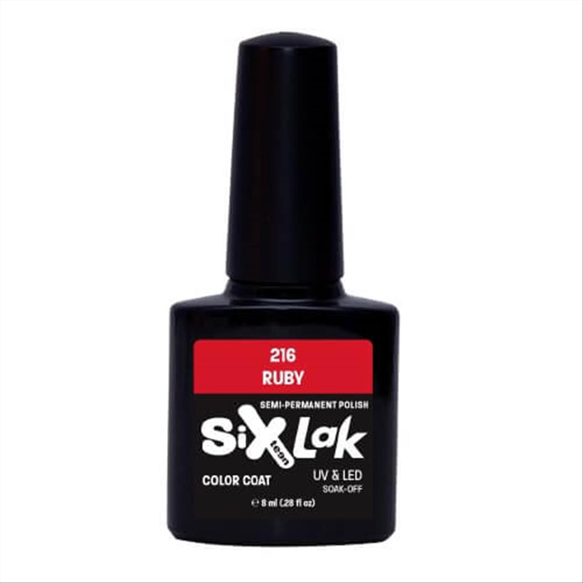 Ημιμόνιμο Βερνίκι SixLak Uv & Led Soak Off No216 Ruby 8ml