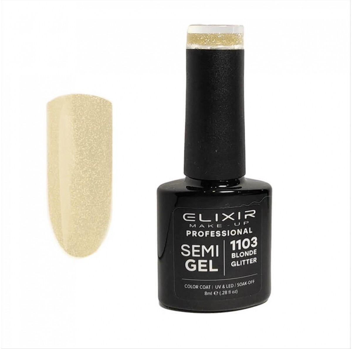 Ημιμόνιμο Βερνίκι Elixir Semi Gel Uv&Led 1103 Blond Glitter  8ml